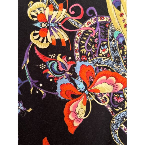 Womens Johnny Was Pottery Henley Tee Black Stretchy Knit Retail $145 3/4 Sleeves - Picture 9 of 10